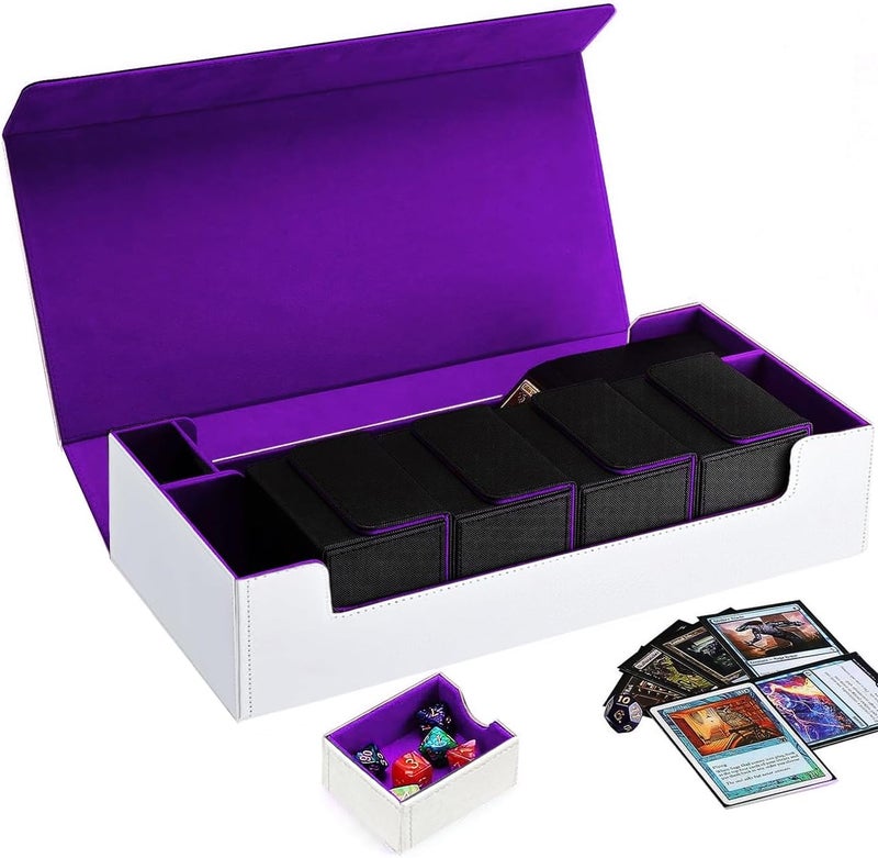 Scimi Premium Trading Card Storage Case TCG Deck Box Holds 800+ Sleeved Cards for MTG, YuGiOh, Uno, Sport with Strong Magnet Closure（W&P） - Image 1